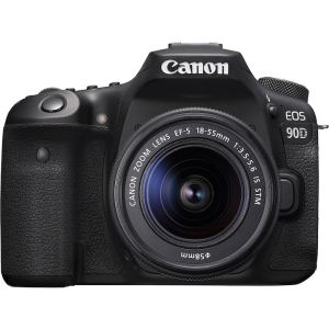 Aparat foto DSLR Canon EOS 90D, 32.5 MP, 4K, Negru + Obiectiv 18-55mm IS STM