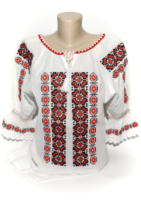 Bluza traditionala brodata tip ie, bumbac, alb, L INTL
