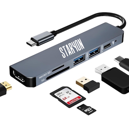 Adaptor Hub USB Type-C 3.1 Multiport 6 in 1 la HDMI