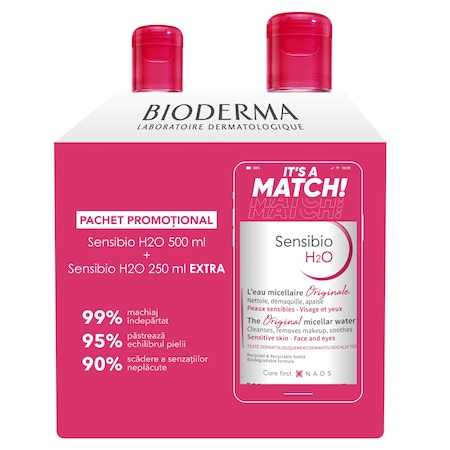 Apa micelară Bioderma Sensibio H2O pentru ten sensibil