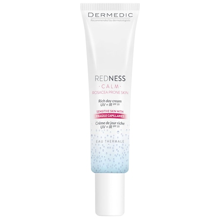 Crema de zi rich UV+IR SPF 20 pentru piele cuperozica Dermedic Redness Calm