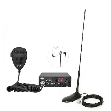 Kit Statie radio CB PNI Escort HP 8001 ASQ + Casti HS81 + Antena CB PNI Extra 45