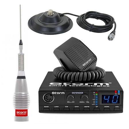 Kit statie radio CB Storm Defender + Antena radio + Baza