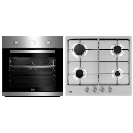 Pachet plită gaz și cuptor electric Beko BSE22130X