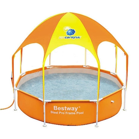 Piscina cu cadru metalic Bestway rotunda cu sistem de dus si pavilion