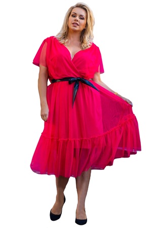 Rochie dama Asia, Karko, Poliester/Elastan, Rosu
