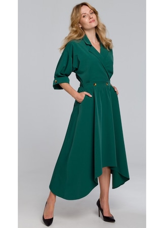 Rochie de seara midi cu nasturi decorativi