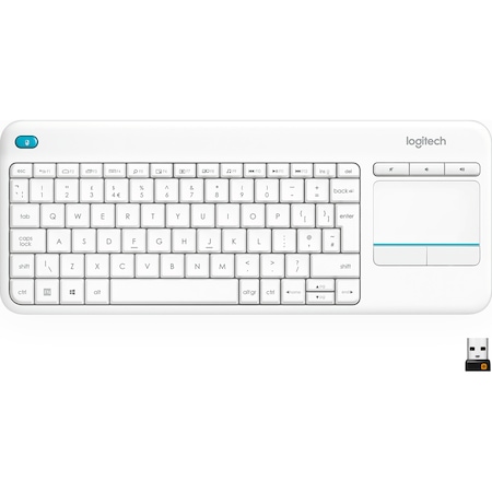 Tastatura Wireless Logitech K400 Plus alba cu Touchpad