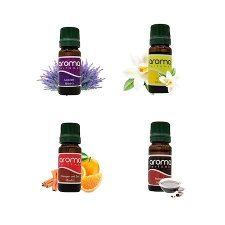 Ulei esential 4 bucati x 10 ml – Lavanda, Vanilie, Balsamic, Portocale & Scortisoare