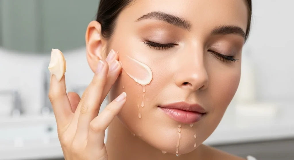 A close-up photograph of a cleansing balm, showing its creamy texture and consistency.
