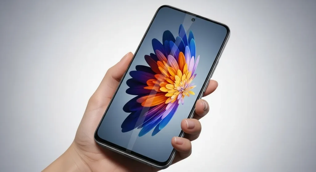 A person holding a Xiaomi Redmi Note 13 Pro smartphone, showcasing its sleek design and vibrant display.